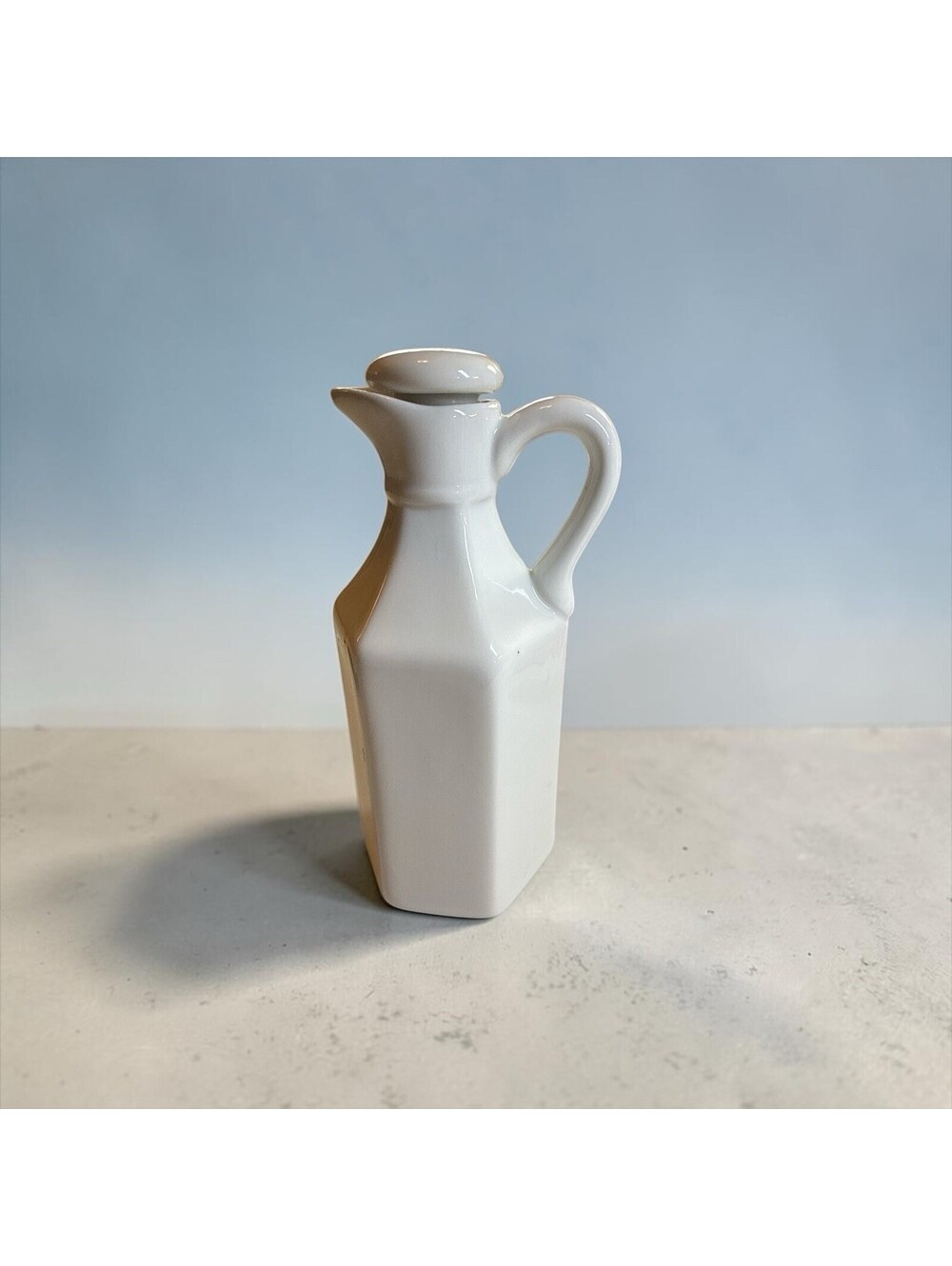 Xcell Cruet Bottle White Serving Ware Server with Stopper Vintage 5.5"H - Picture 3 of 5